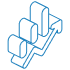 Network infrastructure icon with connected buildings and an upward arrow