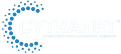 Cytranet logo in white and blue for the website footer