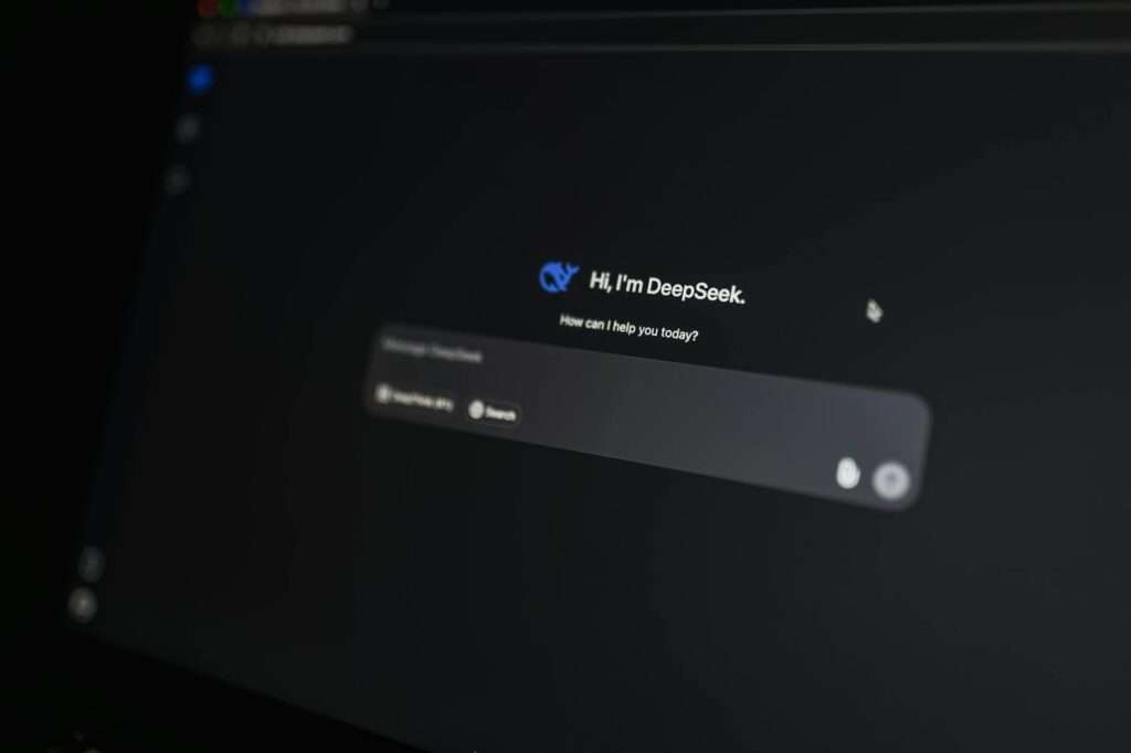 AI-powered business assistant interface on a computer screen representing AI employees and virtual agents