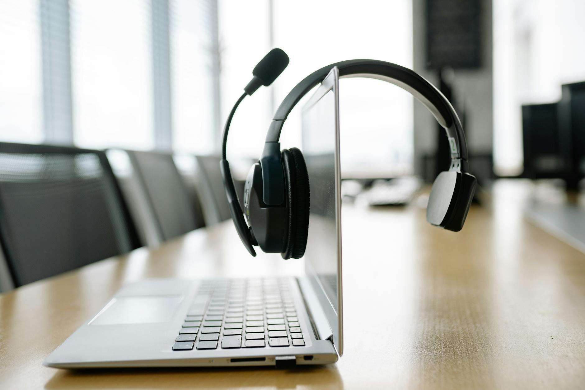 Business VoIP desk phone used for cloud-based voice calls in an office