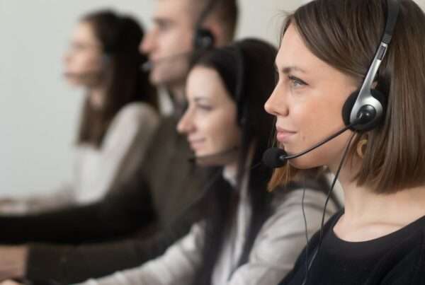 Call center agents collaborating with supervisors
