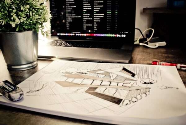 Modern architecture office where design software and IT infrastructure support daily work