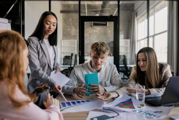 Small business team discussing a business phone system upgrade