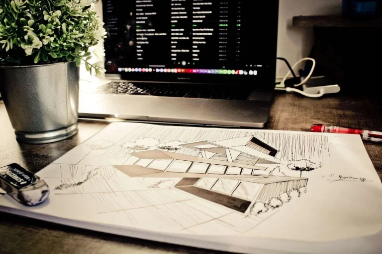 Modern architecture office where design software and IT infrastructure support daily work