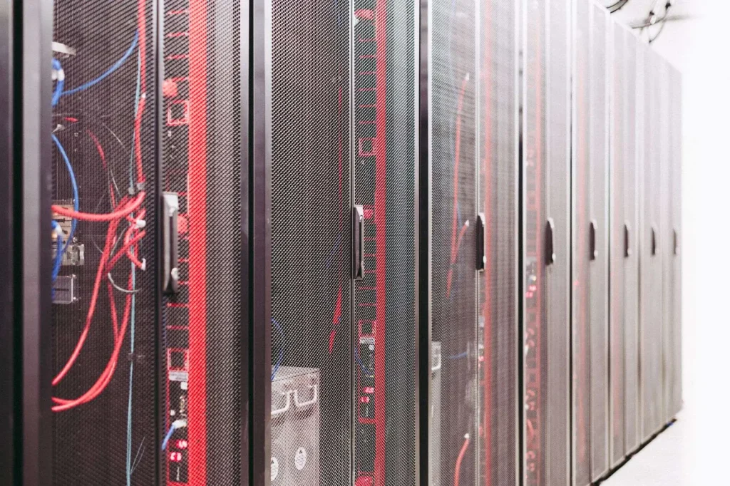 Network cabling connected to business infrastructure equipment