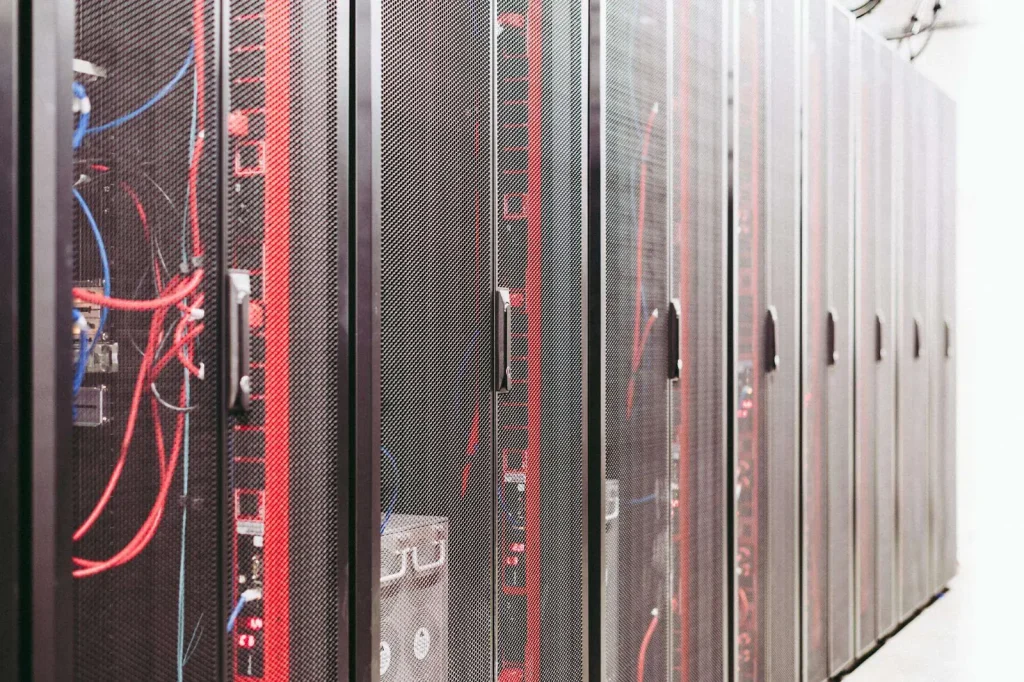 Server room and network infrastructure managed by IT professionals to reduce downtime