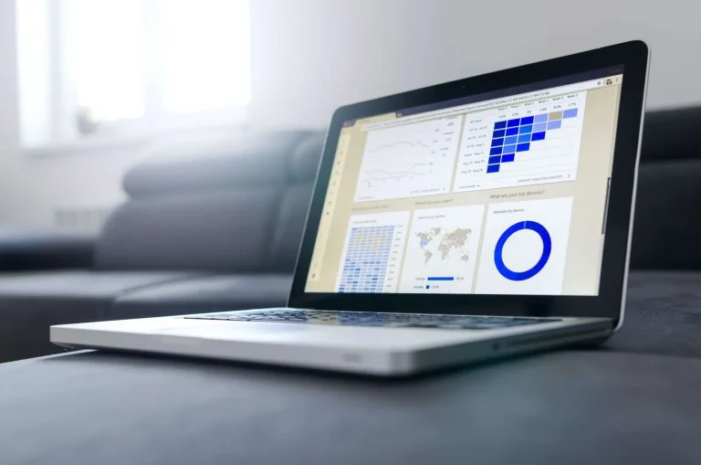 Social media analytics dashboard displayed on laptop screen